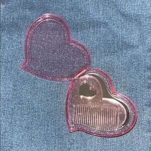 Y2k Pink Heart-Shaped Glitter Compact with Comb